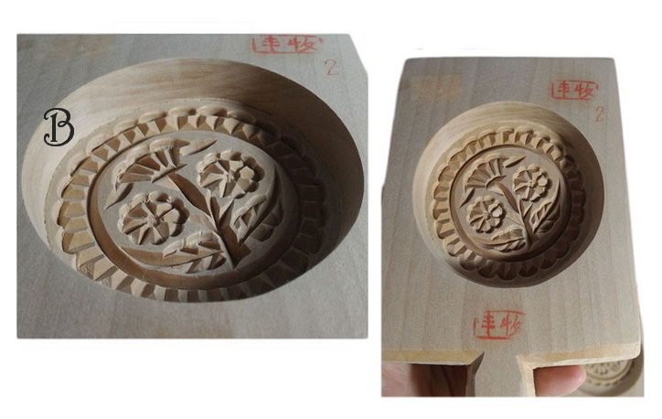 พิมพ์ไม้เคาะ พิมพ์ขนม พิมพ์ขนมไหว้เจ้า พิมพ์ขนมลายดอก กลม เบอร์2 (ขนาดประมาณ7cm-7.5cm)