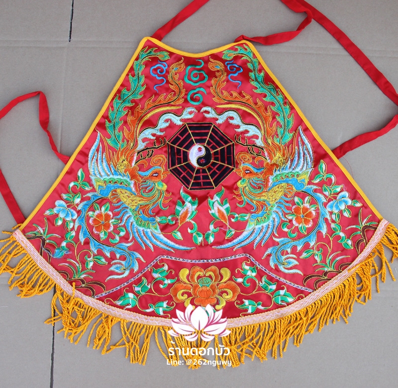 ชุดร่างทรง ชุดม้าทรง ต้อพระจีน ลายหงส์ สีแดง/เหลือง