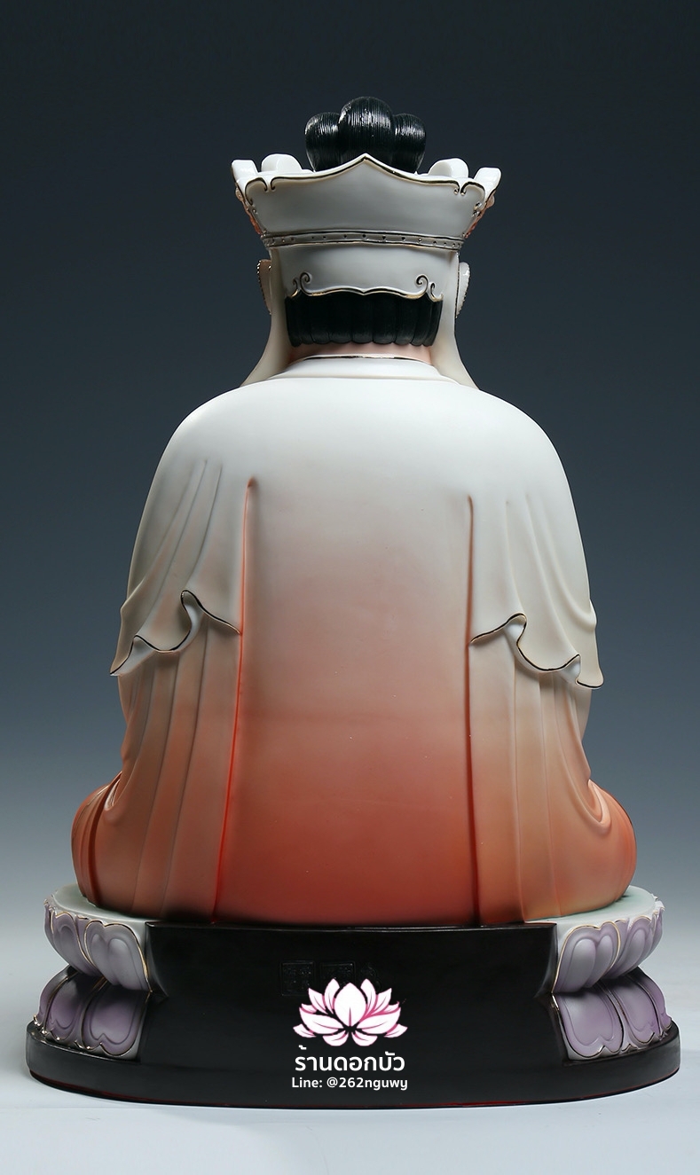 พีลูกวนอิม พระโพธิสัตว์กวนอิมปางสำเร็จธรรม สีส้มออมเบรขลิบทอง ขนาด 12/16/18 นิ้ว