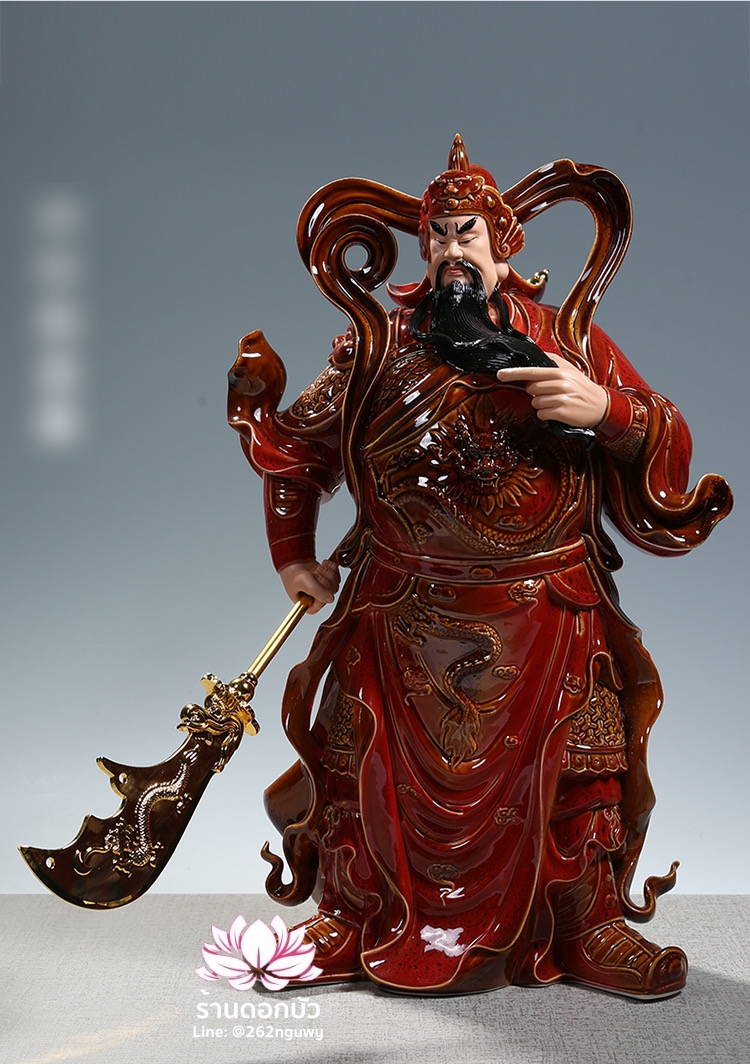 เทพเจ้ากวนอู และพระเวทโพธิสัตว์ (อุ่ยท้อผ่อสัก) ขนาด 14/18/20 นิ้ว สีแดง