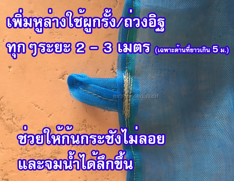 กระชังมุ้งไนล่อน 16ตา/นิ้ว รุ่นลึก 1.2 ม. ( กระชังในน้ำ ไม่มีฝา ) ใช้เป็น กระชังเลี้ยงปลา กระชังใส่ปลา กระชังเลี้ยงกบ