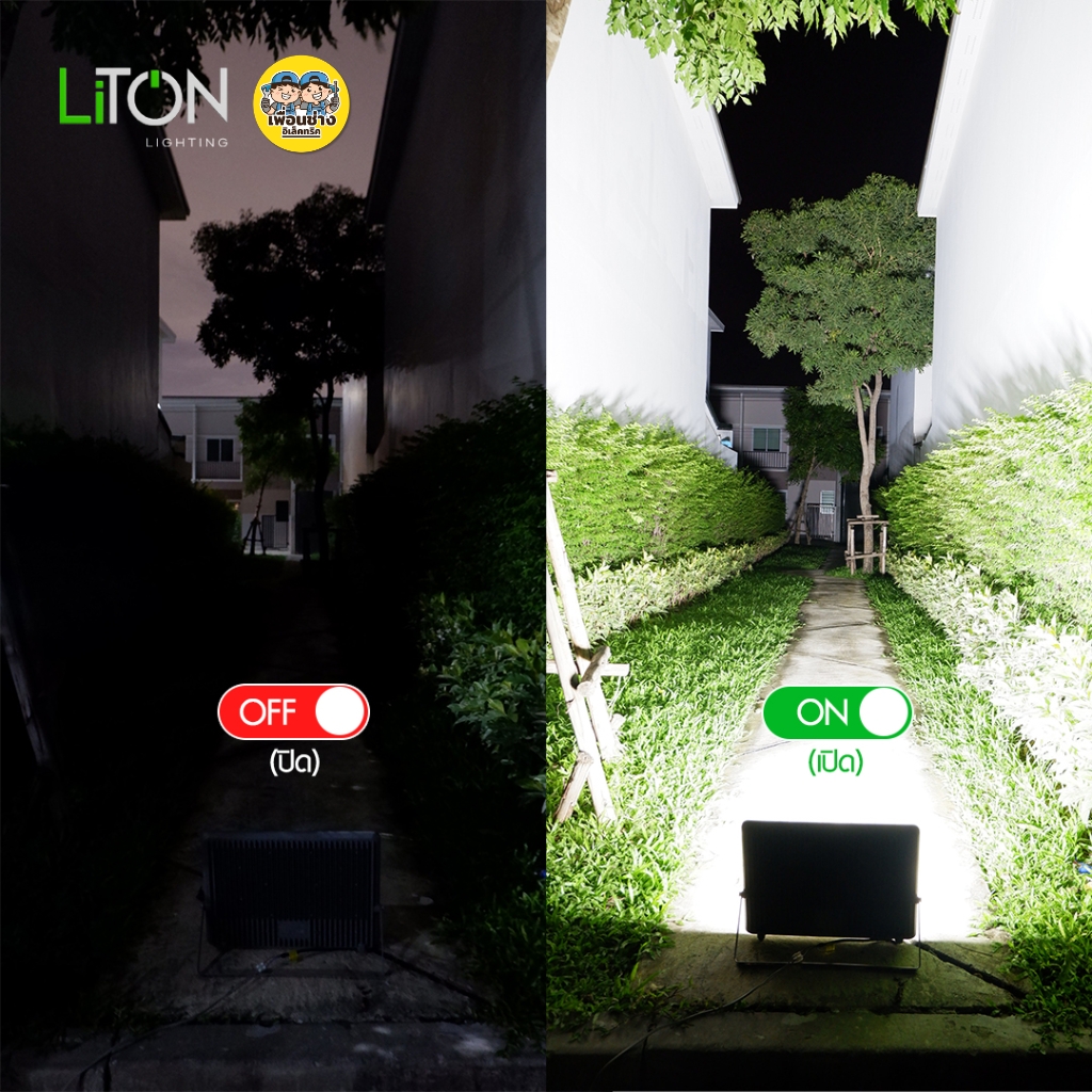 LiTON โคมไฟฟลัดไลท์ LED FLOOD LIGHT รุ่น KINGHT 400W แสงขาวDaylight กันน้ำกันฝุ่น โคมไฟสีเทา