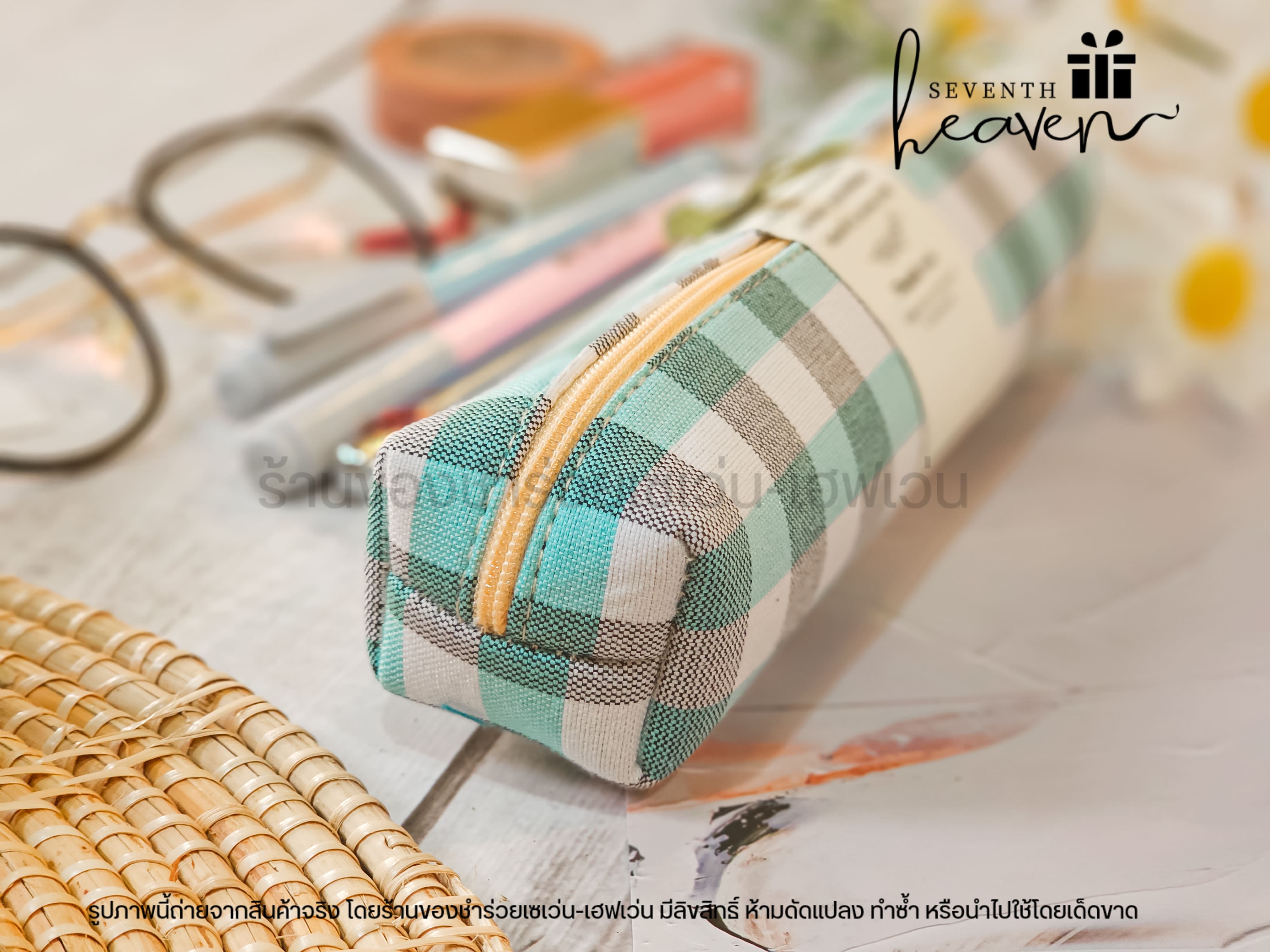 ของชำร่วยงานศพ กระเป๋าผ้าขาวม้าแท้ บุฟองน้ำแข็งอยู่ทรง