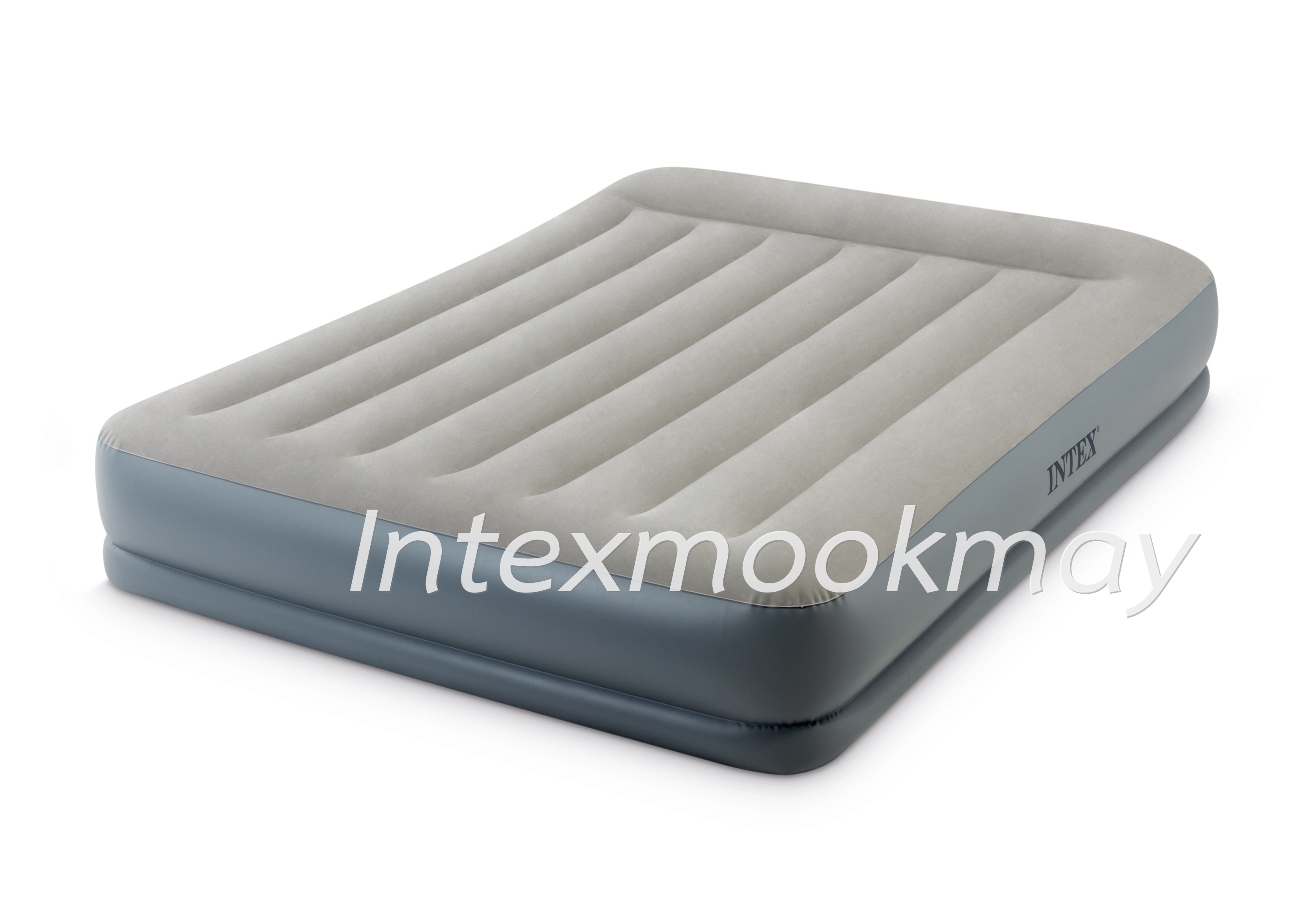 Intex 64118 Pillow Rest Mid-Rise QueenSize ที่นอนสีฟ้าเทา ขนาด 5 ฟุต ปั้มลมในตัว
