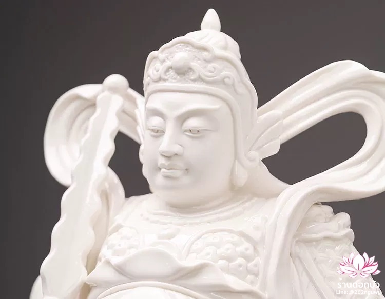 เทพเจ้ากวนอู และพระเวทโพธิสัตว์ (อุ่ยท้อผ่อสัก) ขนาด 12/16 นิ้ว สีขาว