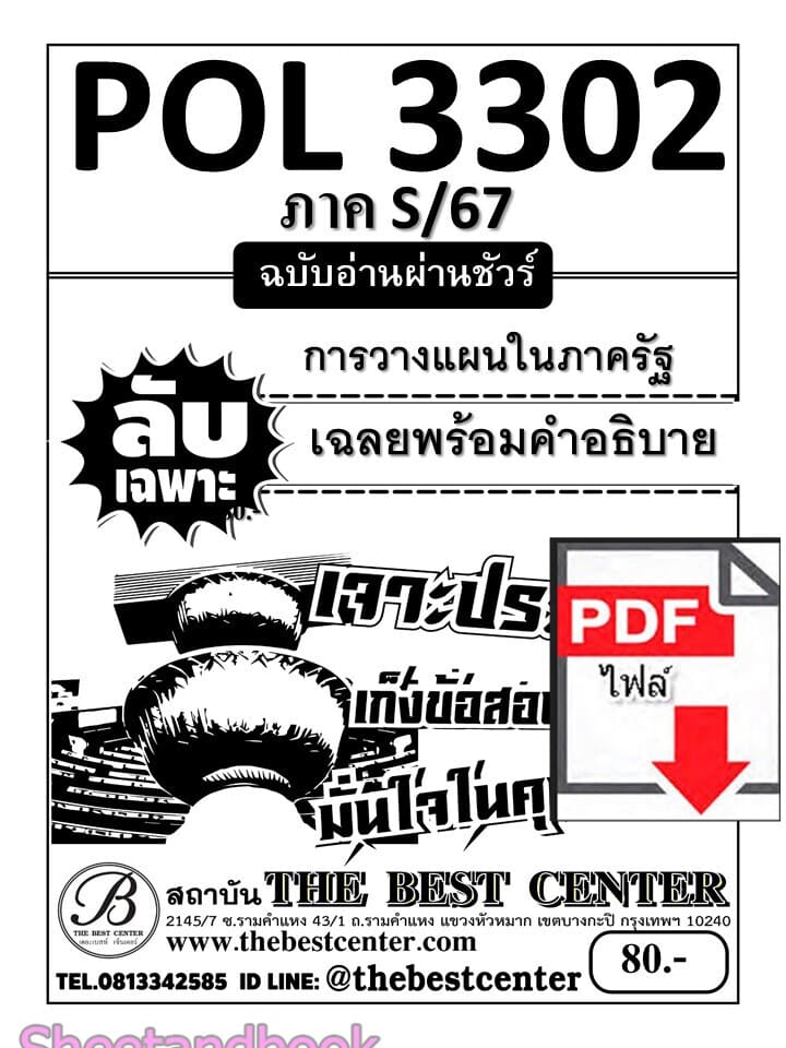 (ไฟล์ดาวโหลด) ชีทราม ข้อสอบ ปกขาว ข้อสอบ ข้อสอบ POL3302 การวางแผนในภาครัฐ PKES0165