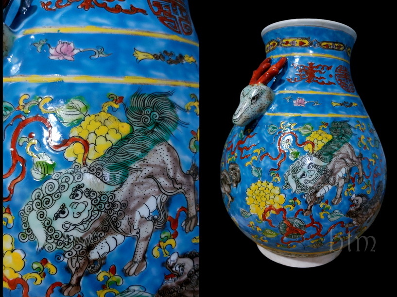 แจกันกระเบื้องกังไส สูง33cm