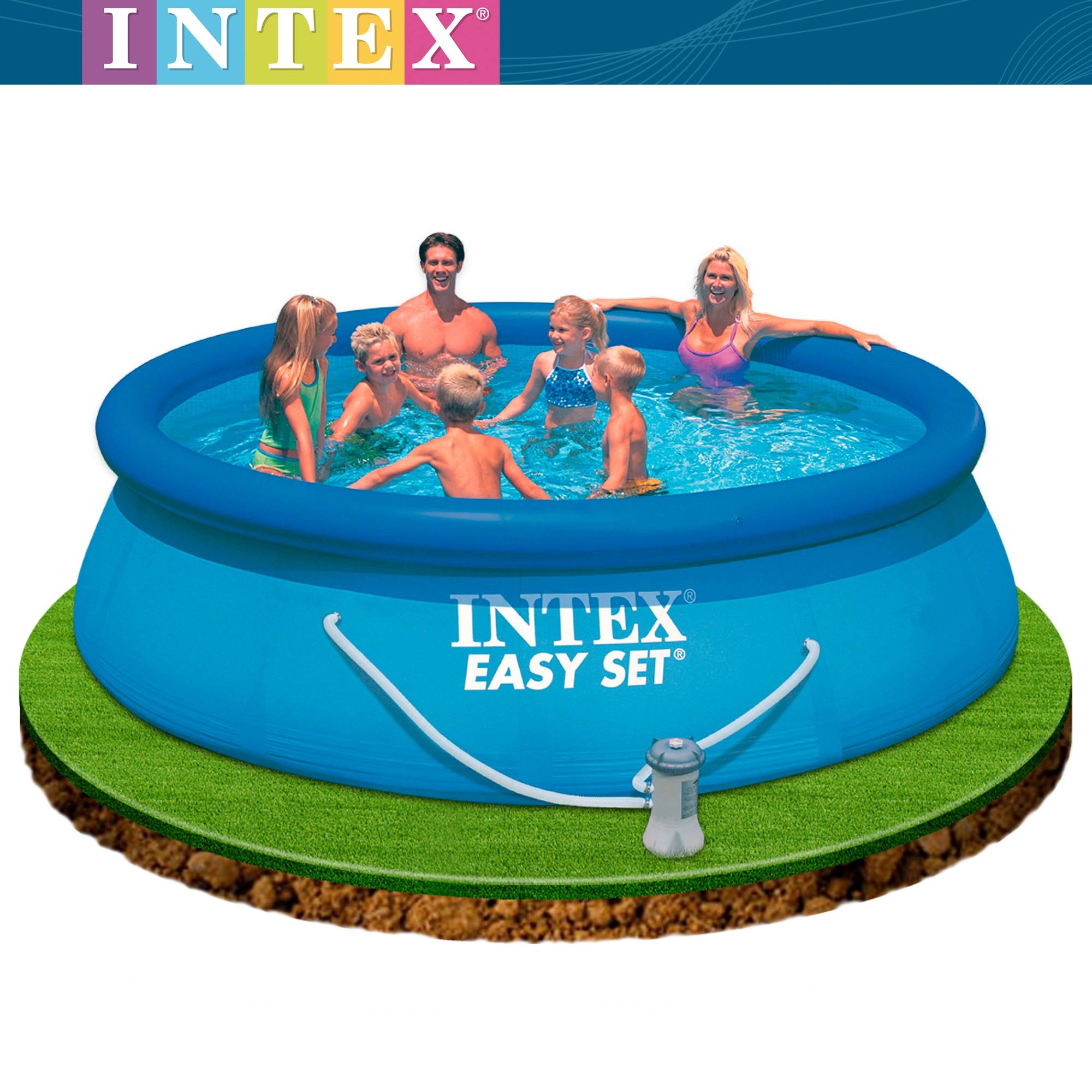 Intex 28132 สระ Easy Set ขนาด 12 ฟุต ( 3.66 x 0.76 เมตร ) + เครื่องกรองระบบไส้กรอง + สูบไฟฟ้า