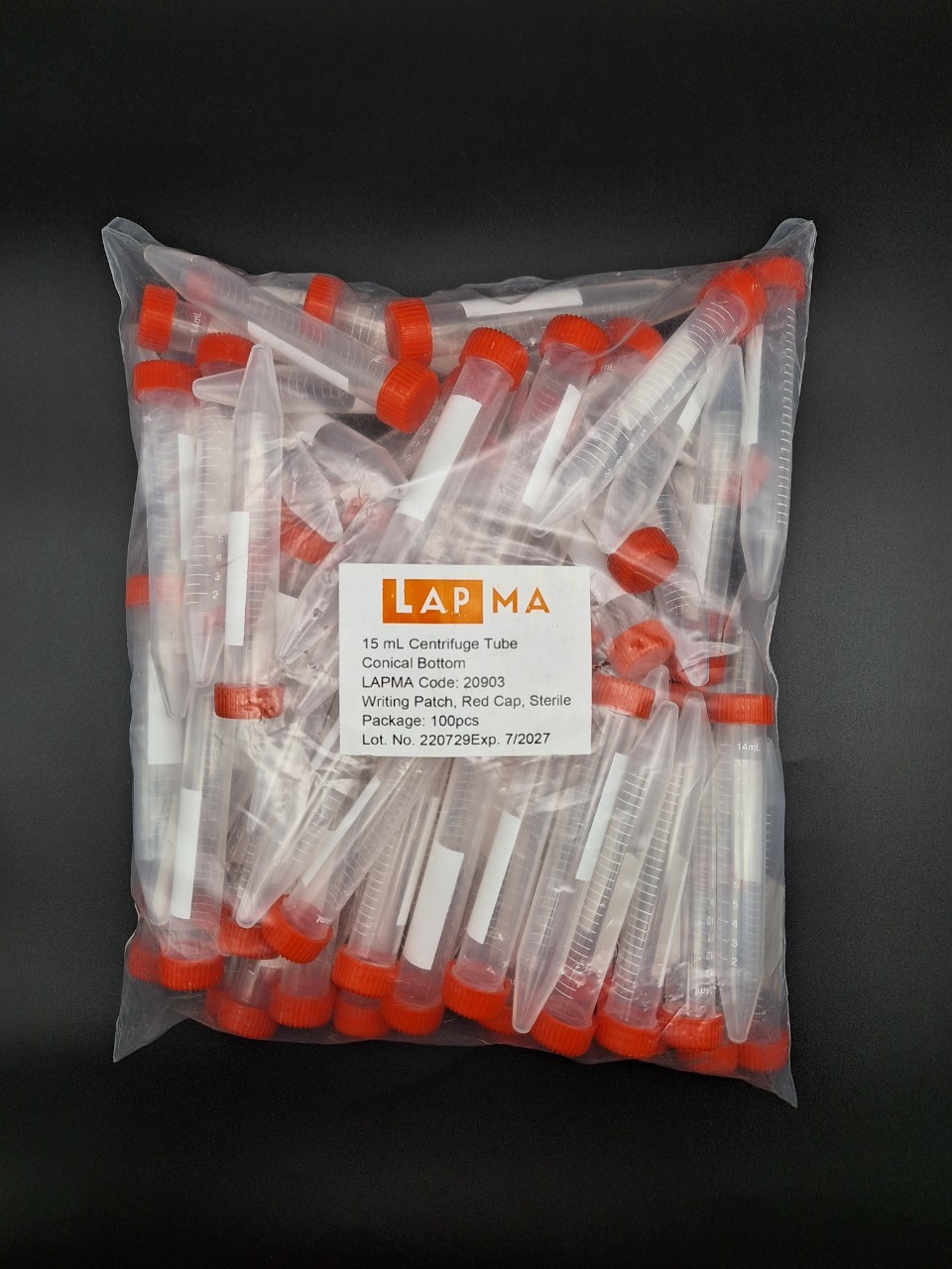 (ราคาขายปลีก/ขายส่ง 2000ชิ้น/กล่อง) 15 ml centrifuge tube Screw Cap ,หลอดใส่ตัวอย่าง หลอดปั่นเหวี่ยง ขนาด 15 มิลลิลิตร : สีแดง