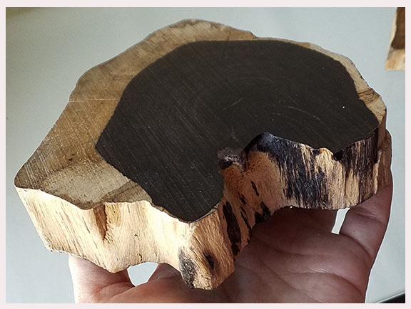 ฐานไม้มะเกลือ(African Ebony) หนา 3cm แบบที่1ตัดเว้า (ตัวอย่าง)