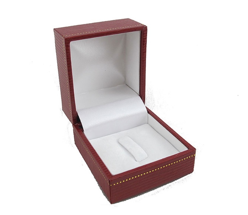 กล่องแหวนหรือต่างหู 2 in 1 สีแดง ด้านในขาว (โหล)