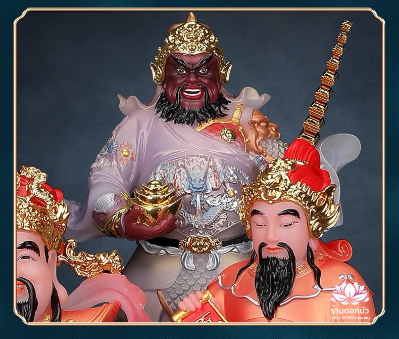 เทพเจ้าไฉ่ชิงเอี๊ย 5 ทิศ อู่ลู่ไฉเสิน อู่ลู่เสิน เทพเจ้าแห่งโชคลาภทั้งห้า งานผงหยกสังเคราะห์ ขนาด 16 นิ้ว