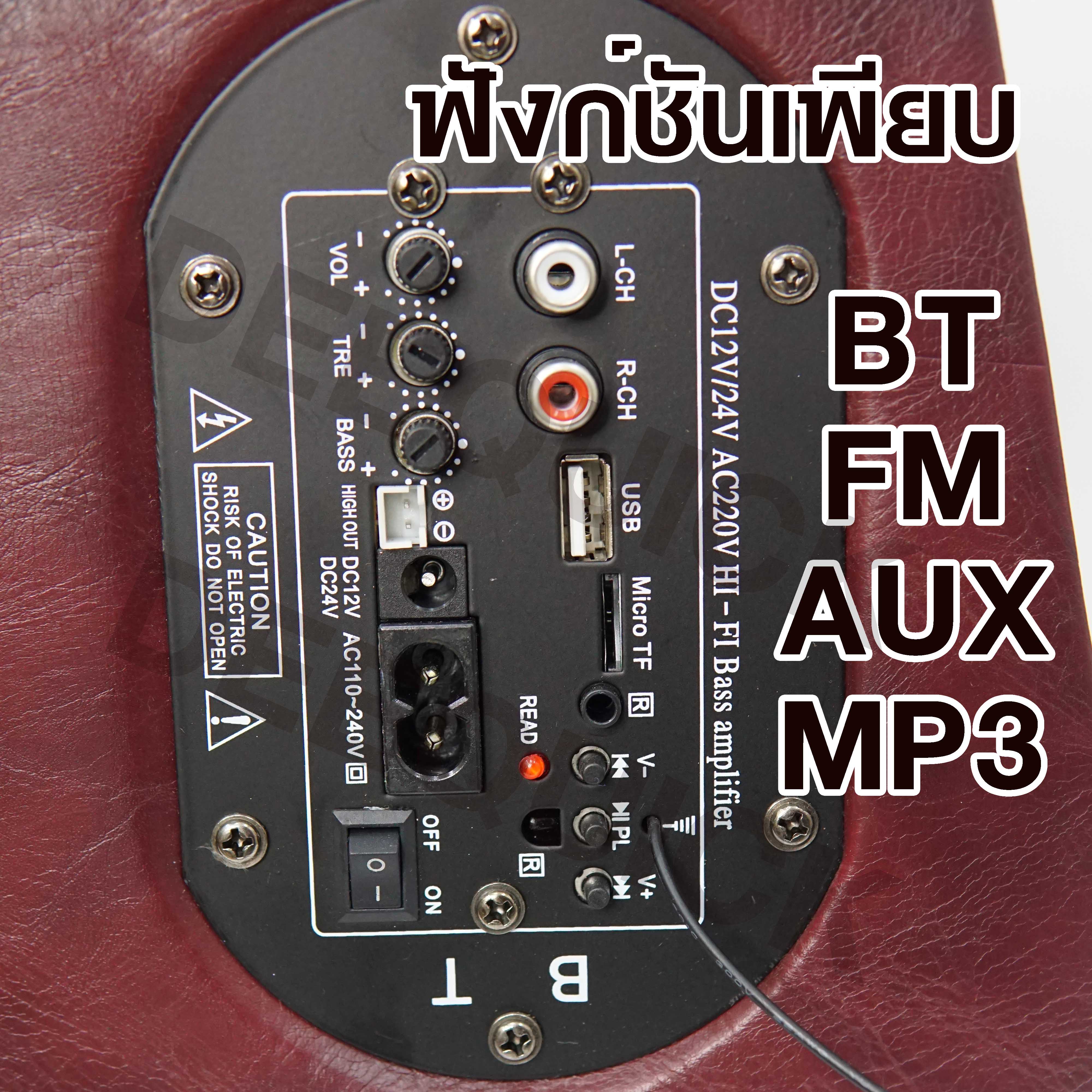 ลำโพงติดรถยนต์ SUPERBASS กล่องไม้ 8 นิ้ว ต่อแบตเตอรี่ BLUETOOTH FM MP3 ใช้ได้ทั้ง ไฟบ้าน ไฟรถ รุ่น PT-8