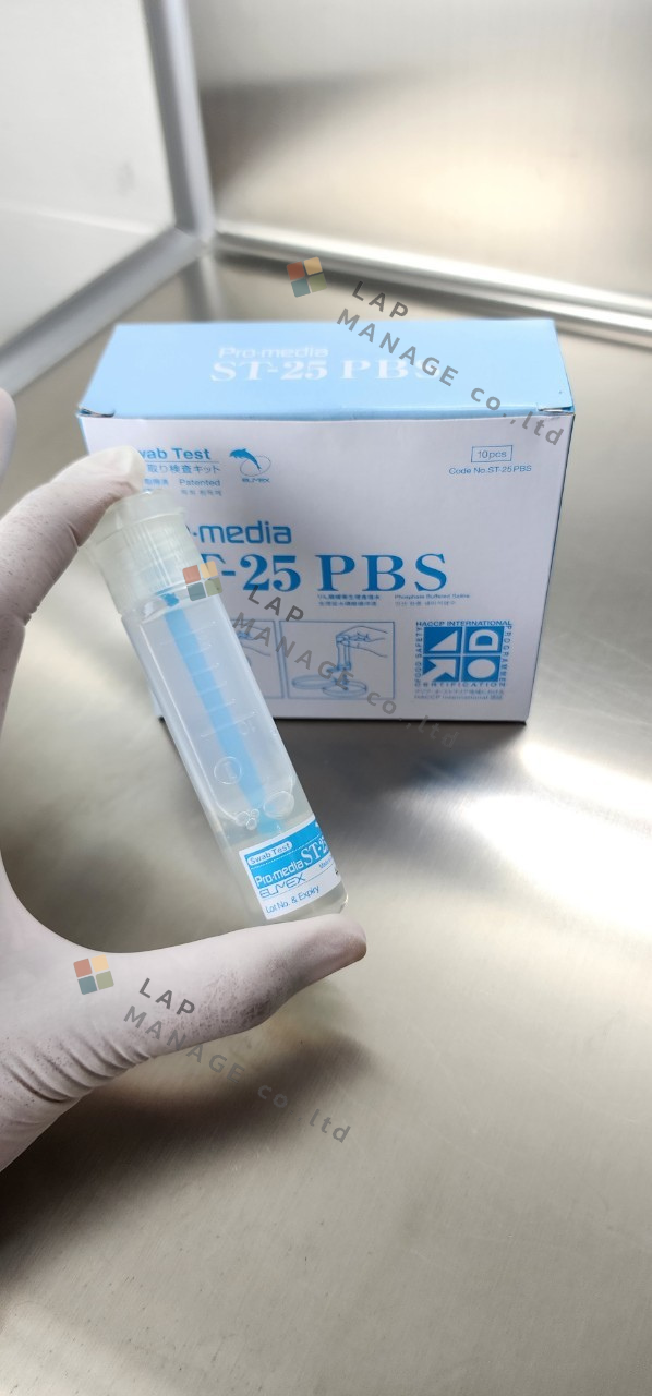 Promedia ST-25 PBS ชุด Swab ตรวจสอบความสะอาดของภาชนะพื้นผิว (Environmental swab on food surface for microbial count)