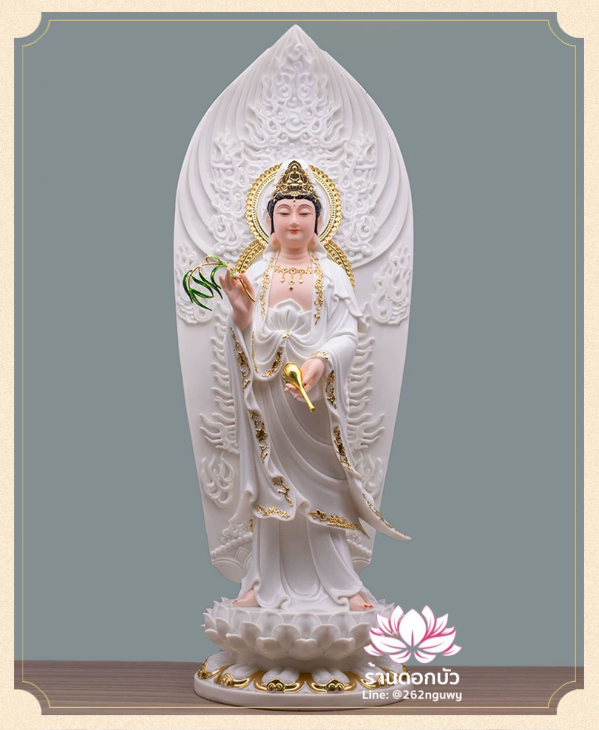 พระพุทธเจ้า (พระยูไล) พระโพธิสัตว์กวนอิม (กวนอิมผ่อสัก) พระมหาสถามปราปต์โพธิสัตว์ (ไต่ซีจี่ผ่อสัก) ขนาด 12/16/19/26/36 นิ้ว