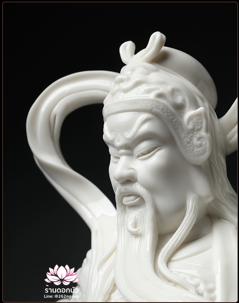 เทพเจ้ากวนอู และพระเวทโพธิสัตว์ (อุ่ยท้อผ่อสัก) ขนาด 14 นิ้ว สีขาว