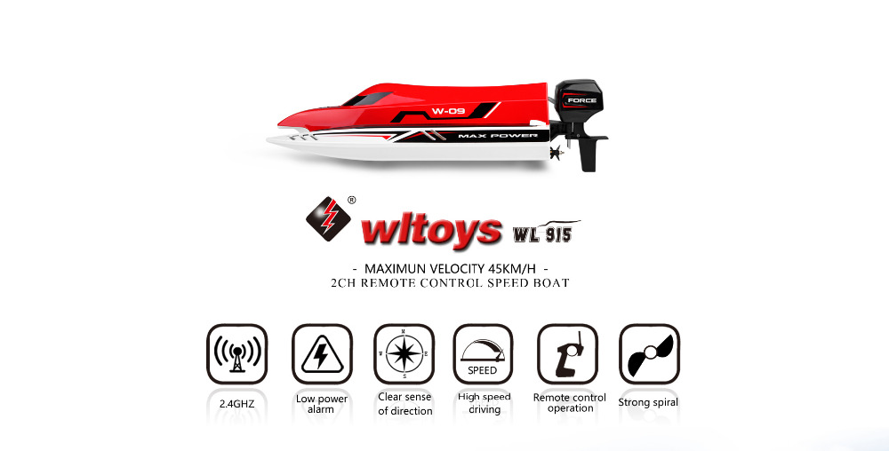 เรือSpeed Boat บังคับไฟฟ้า WLtoys WL-915 2.4GHz มอเตอร์ Brushless ความเร็วสูง45กิโลเมตร/ชั่วโมง