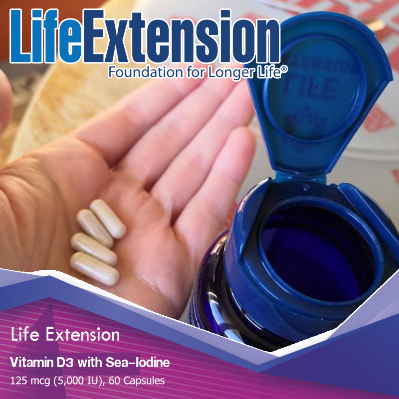 Life Extension, Vitamin D3 with Sea-Iodine, 125 mcg (5,000 IU), 60 Capsules