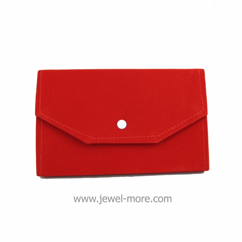 กระเป๋าผ้าใส่สร้อยมุก size M สีแดง-ขาว (1โหล)
