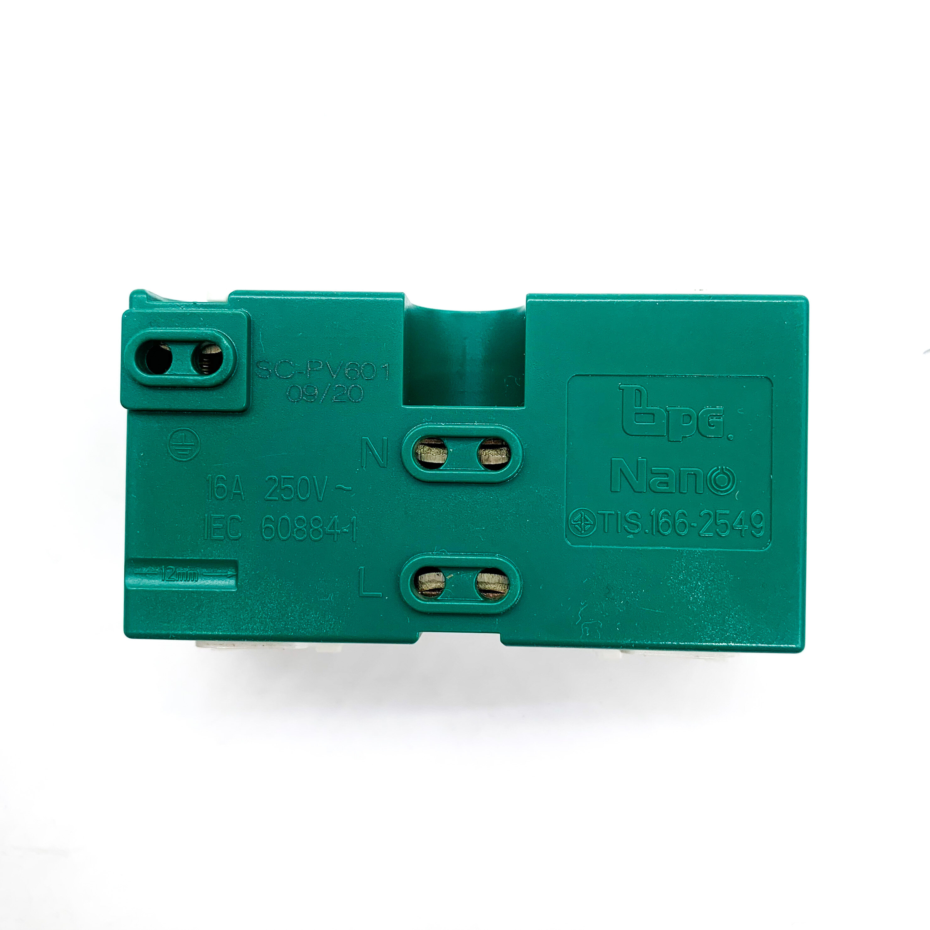 NANO เต้ารับ กราวน์คู่ แนวตั้ง แบบขันน๊อต ขาว/ดำ ไม่มีม่าน ปลั๊กกราวน์ กราวด์คู่ กราวคู่