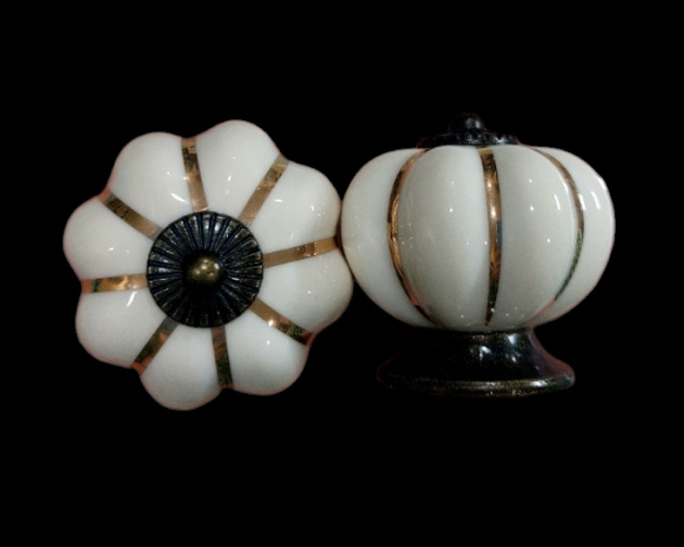 (คู่)ปุ่มจับ มือจับเซรามิกรูปทรงฟักทอง 4cm