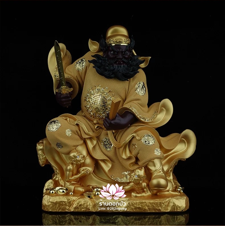 เทพเจ้าจงขุย จงขุยเทียนซือ จงขุยเอี๋ยกง ปางนั่งเหยียบบริวาร งานเรซิ่นพ่นทราย ขนาด 12/16/19/26 นิ้ว
