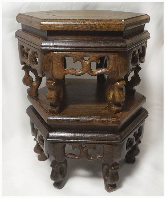 ฐานหรือกี๋ไม้ศิลปะจีน-หกเหลี่ยม 12cm