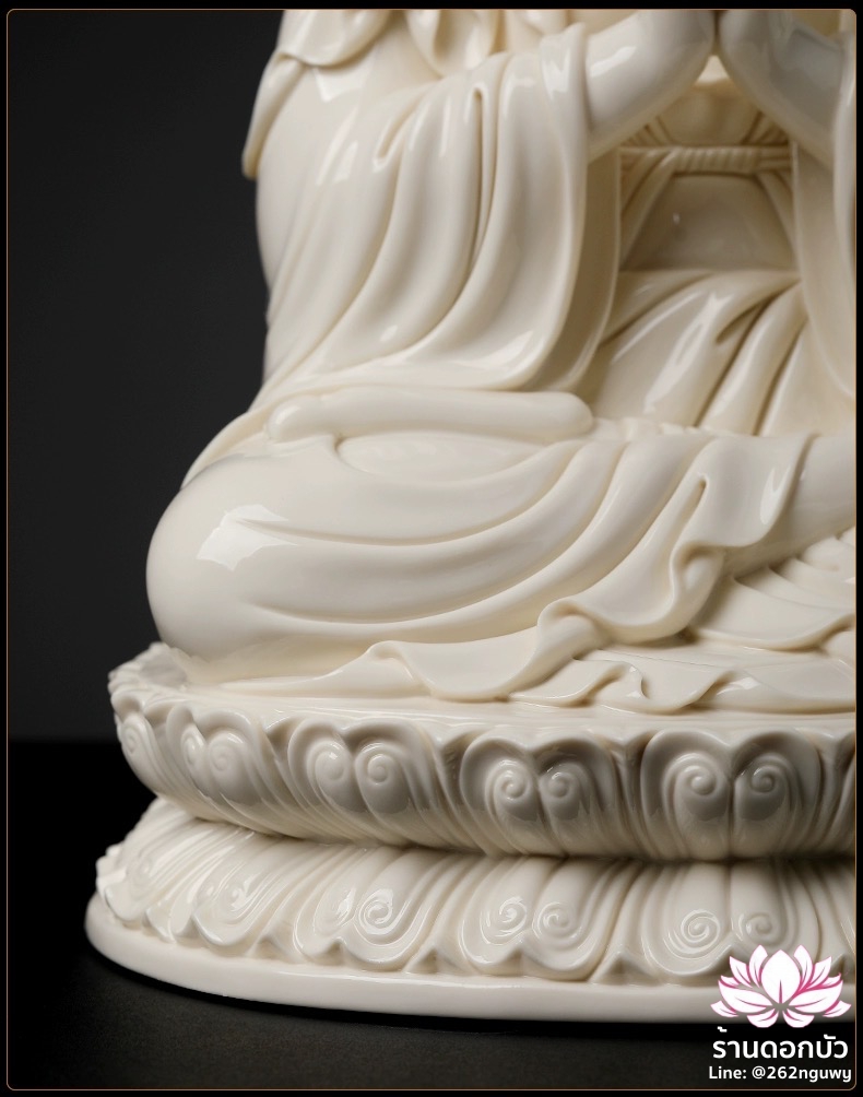 พีลูกวนอิม พระโพธิสัตว์กวนอิมปางสำเร็จธรรม ฝีมือช่างระดับอาจารย์ สีขาวงาช้าง ขนาด 17 นิ้ว