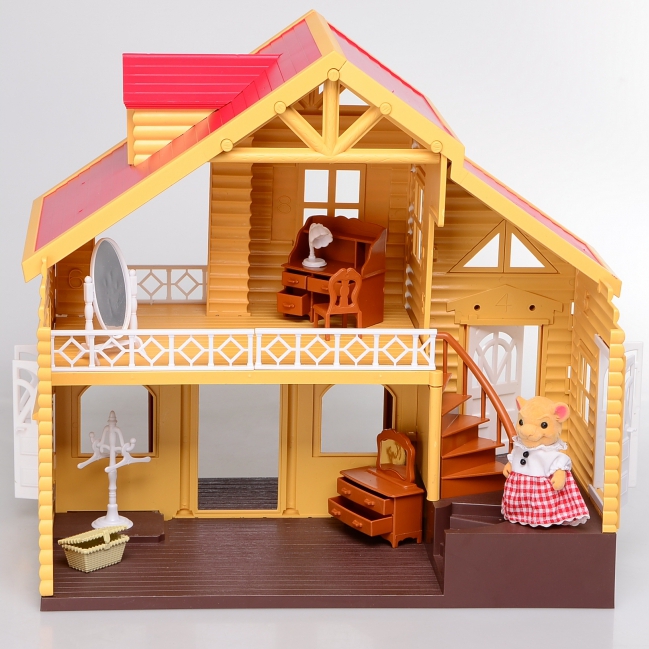 บ้านครอบครัวตุ๊กตาสัตว์ บ้านแสนสุข 2 ชั้น Happy Family House มีไฟ