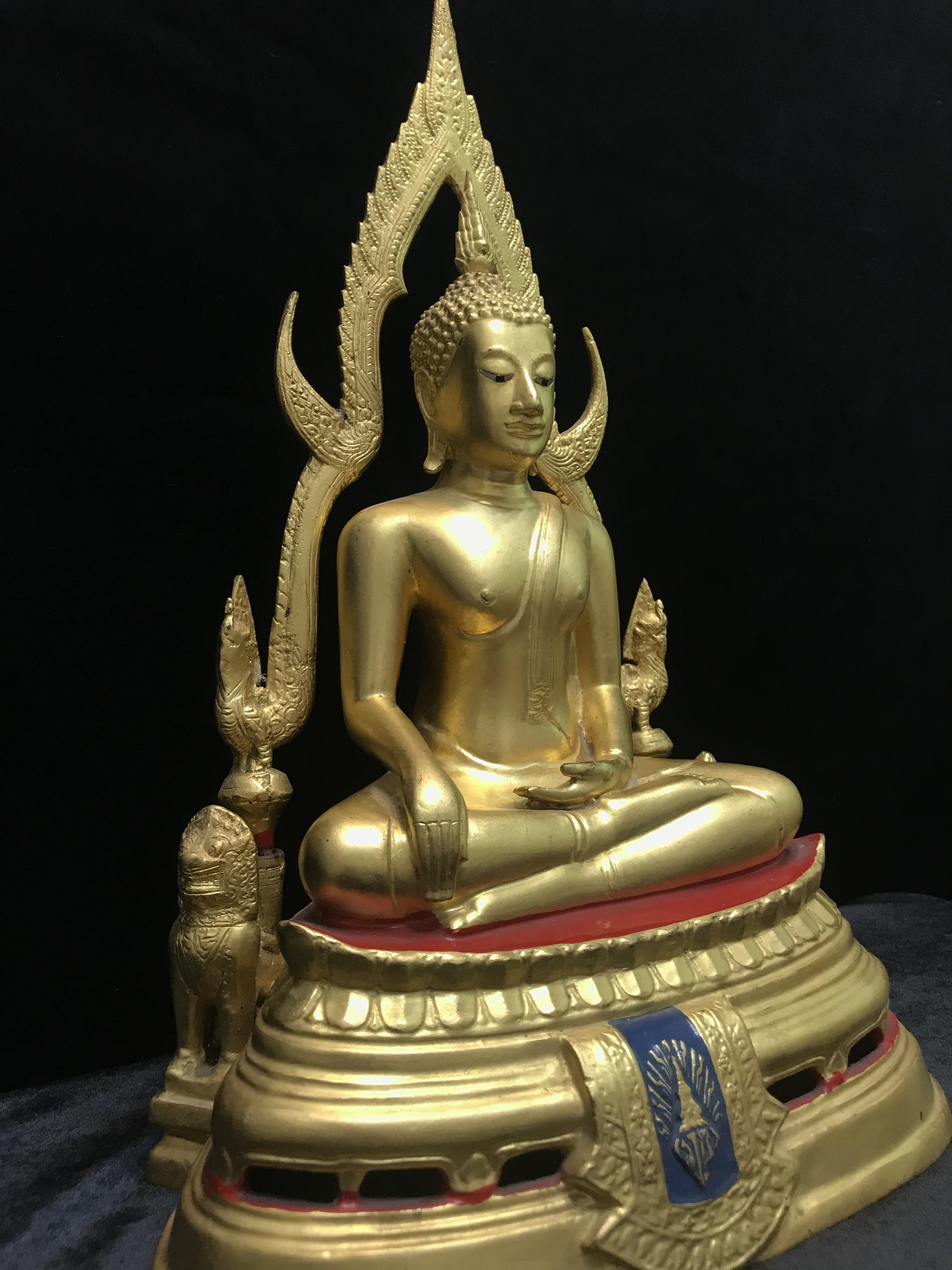 พระพุทธชินราช มวก วัดเบญจมบพิตร ปี 2519 หน้าตัก 5.9 นิ้ว หล่อดินไทย ปิดทองเดิม(ในหลวงรัชกาลที่9และราชินีเสด็จฯเททอง)