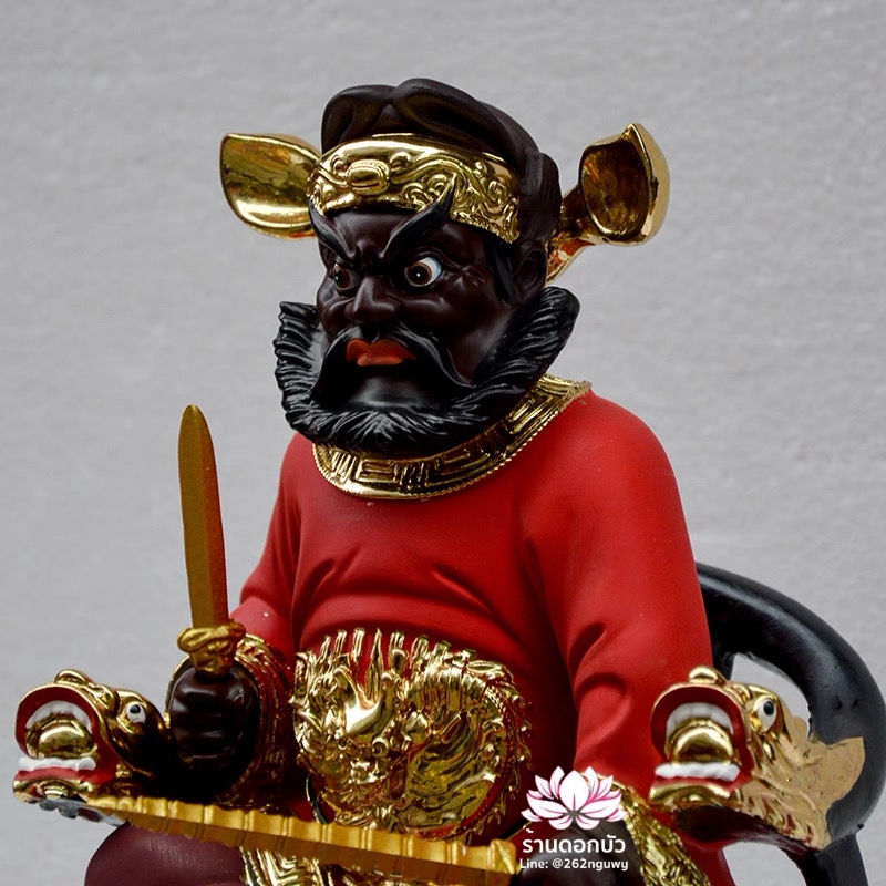 เทพเจ้าจงขุย จงขุยเทียนซือ จงขุยเอี๋ยกง ปางนั่งบัลลังก์มังกร งานเรซิ่น ขนาด 12 นิ้ว