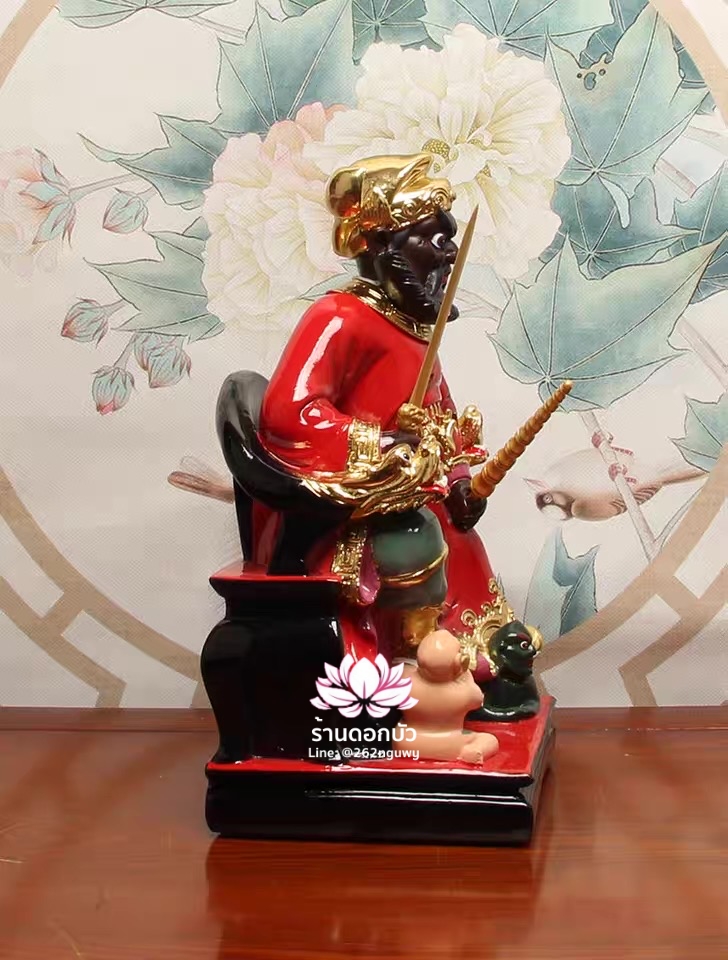 เทพเจ้าจงขุย จงขุยเทียนซือ จงขุยเอี๋ยกง ปางนั่งบัลลังก์มังกร งานเรซิ่น ขนาด 12/16 นิ้ว