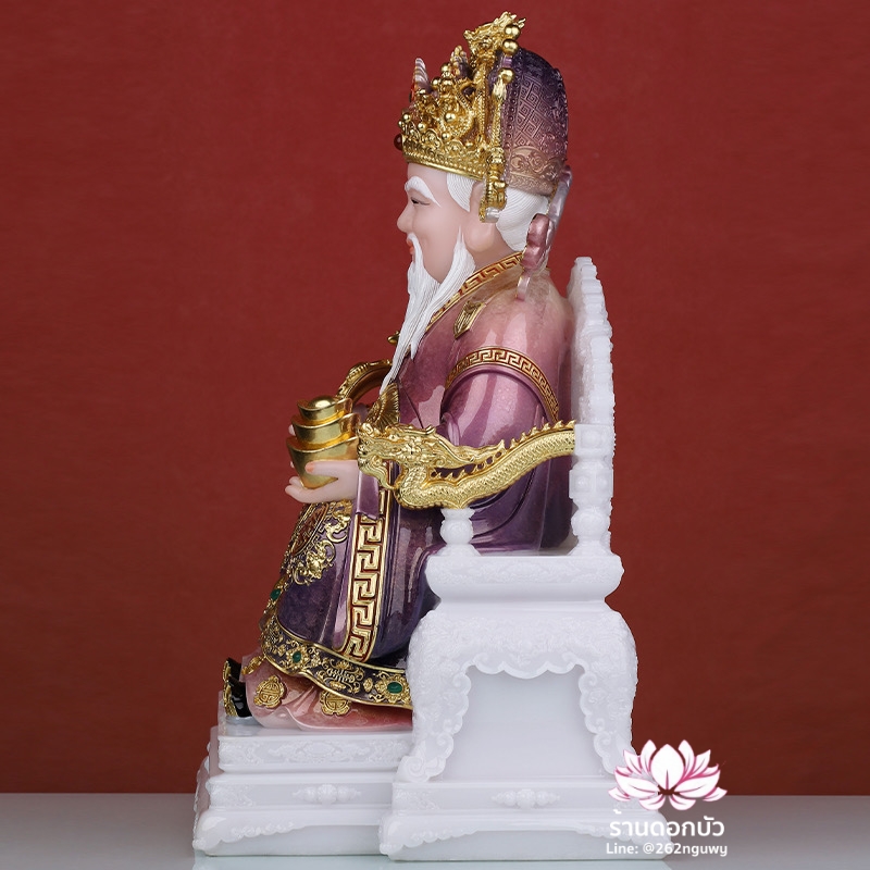 แปะกง ปุนเถ้ากง เทพเจ้าที่จีน ประทับนั่งบัลลังก์มังกร งานผงหยกคุณภาพสูง ขนาด 12/16/19 นิ้ว