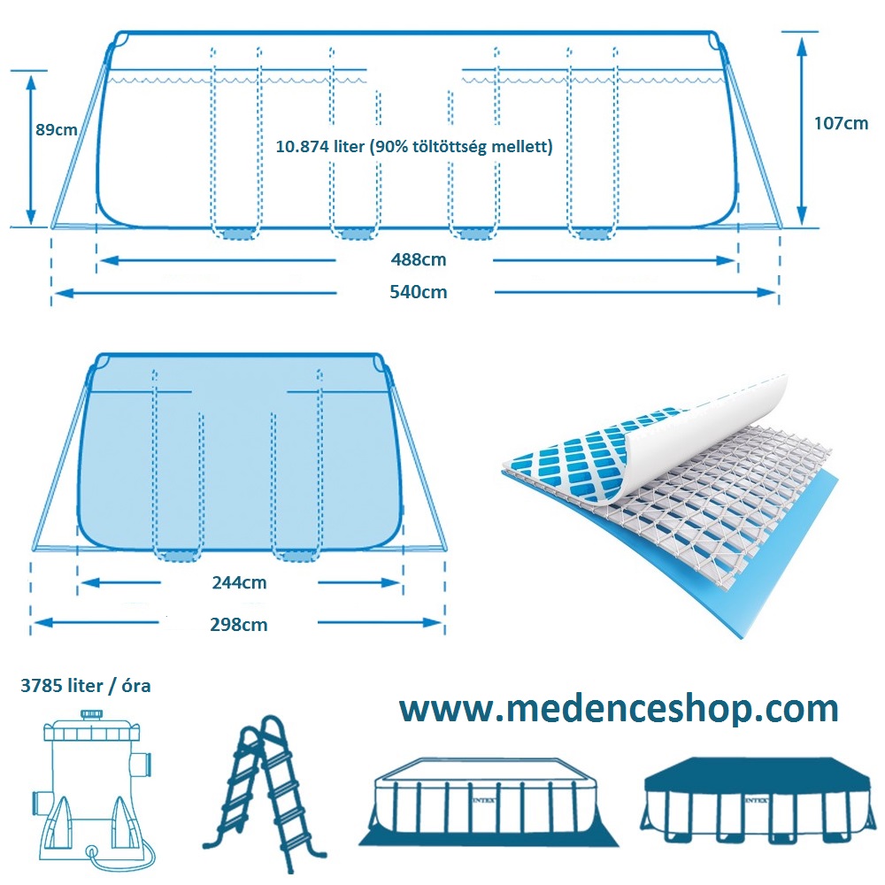 Intex 26792 สระน้ำ 16 ฟุต ( 4.88 x 2.44 x 1.07 เมตร) + เครื่องกรองระบบไส้กรอง