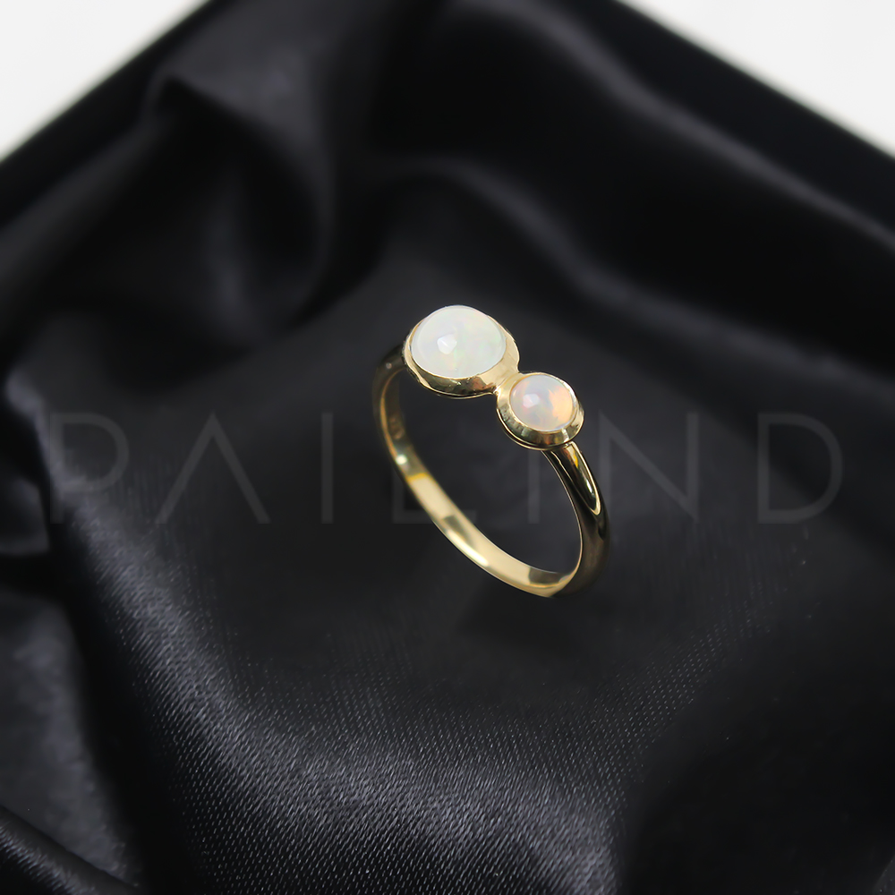แหวนเงินแท้ดีไซน์คลาสสิค ประดับ OPAL ชุบทอง1ไมครอน