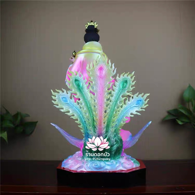 กิ่วเที้ยนเฮี่ยนลื้อ กิวเทียงเหี่ยงนึ่ง จิ่วเทียนเสวียนนี่ ปางยืนบนหงส์บริวาร งานเรซิ่น ขนาด 12/16/19 นิ้ว