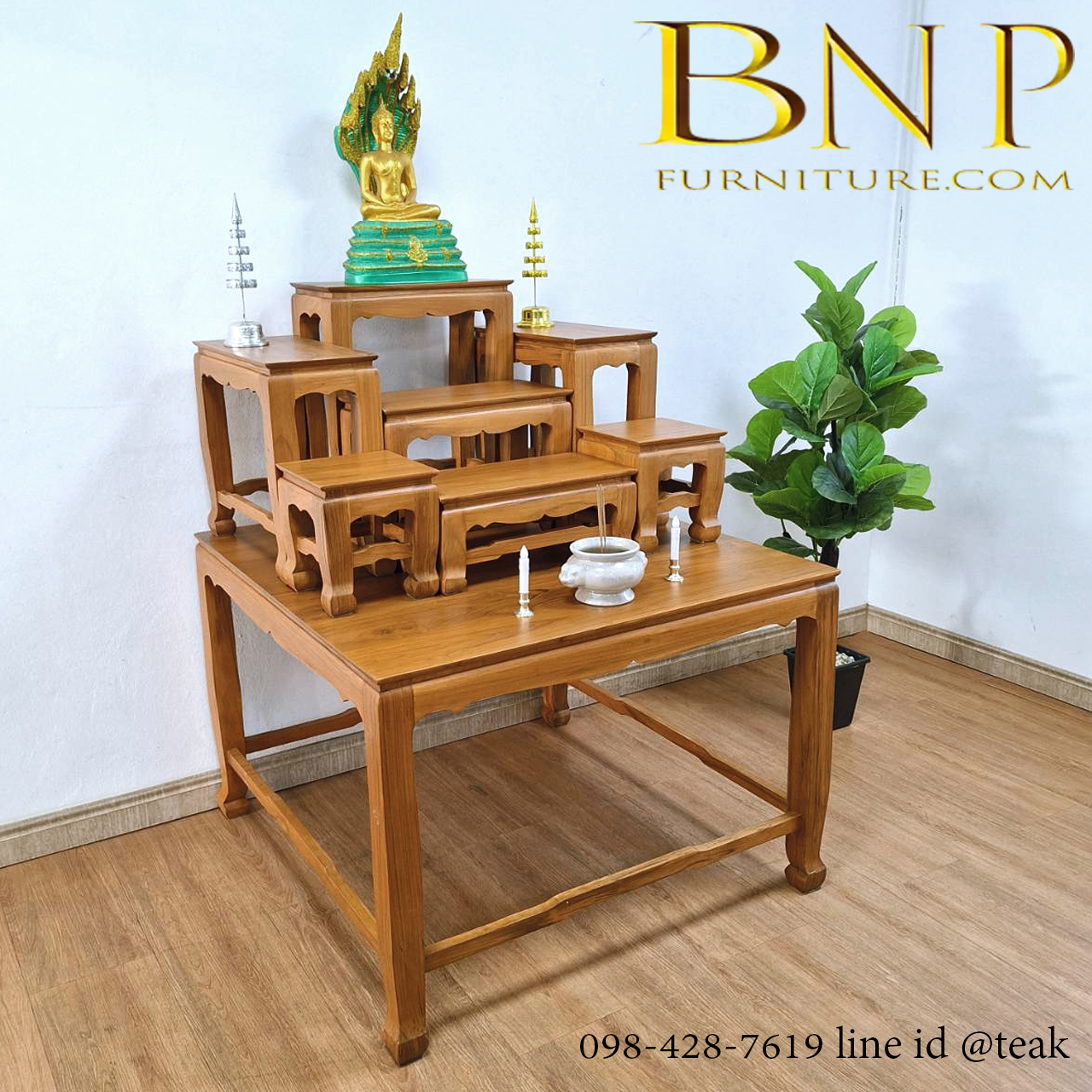 โต๊ะหมู่บูชา 7 หน้า 9 นิ้ว กว้างเเละสูง