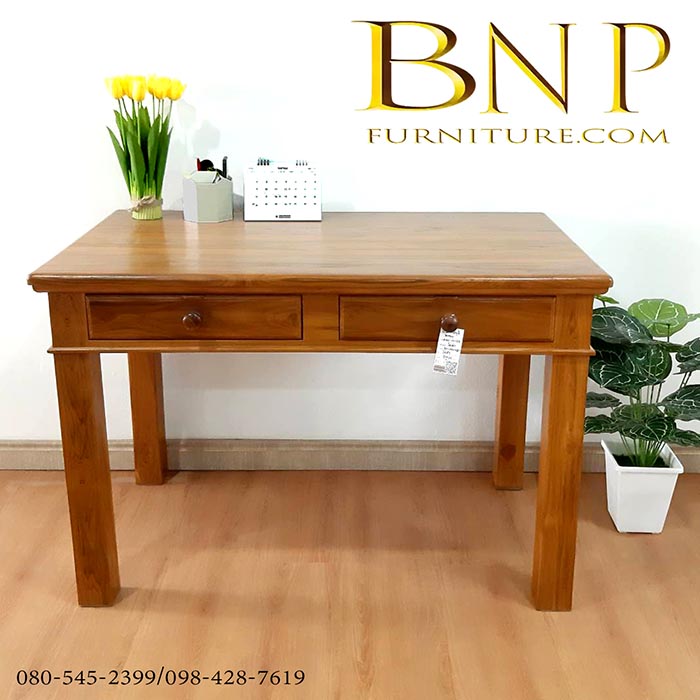 โต๊ะทำงานไม้สัก ขาตรง 1.2 เมตร