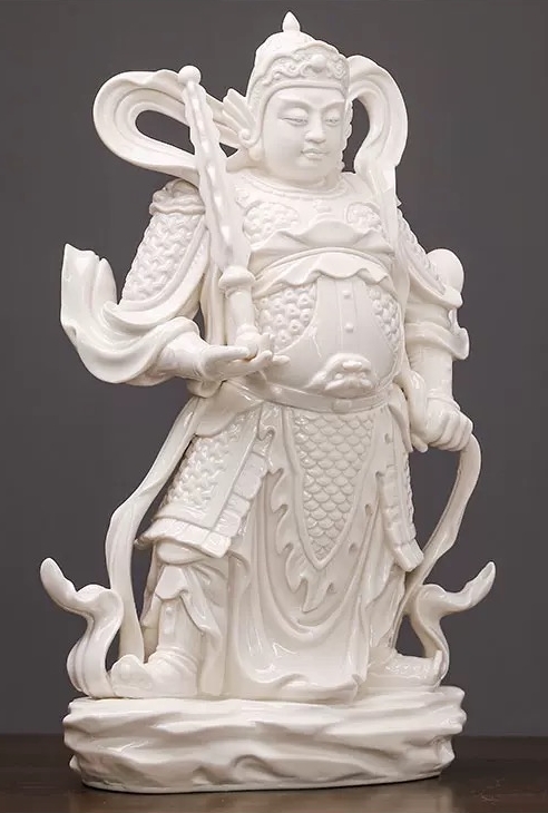 เทพเจ้ากวนอู และพระเวทโพธิสัตว์ (อุ่ยท้อผ่อสัก) ขนาด 12/16 นิ้ว สีขาว