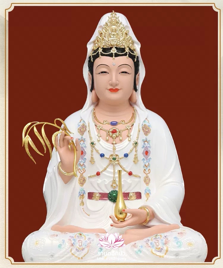 พระพุทธเจ้า (พระยูไล) พระโพธิสัตว์กวนอิม (กวนอิมผ่อสัก) พระมหาสถามปราปต์โพธิสัตว์ (ไต่ซีจี่ผ่อสัก) งานเรซิ่น ขนาด 12/16/19 นิ้ว