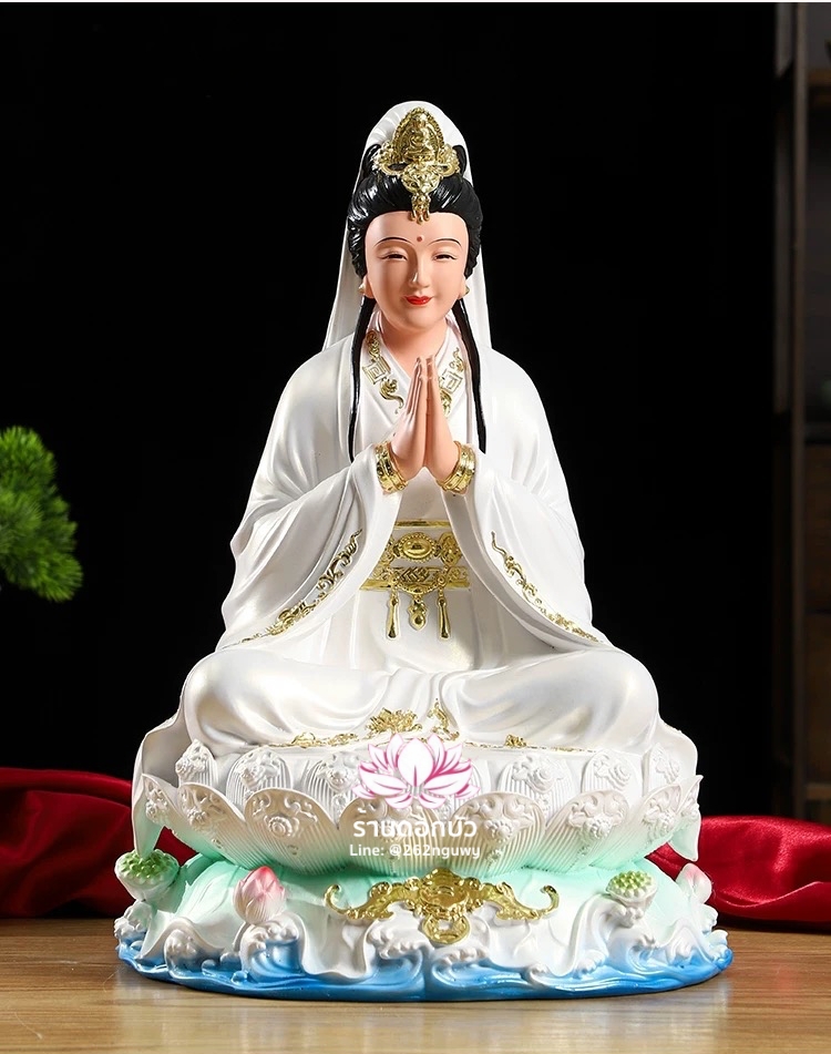 พระโพธิสัตว์กวนอิม พระแม่กวนอิม (เมี่ยวซ่าน) ปางมหาเมตตา งานเรซิ่น ขนาด 12/16/19 นิ้ว