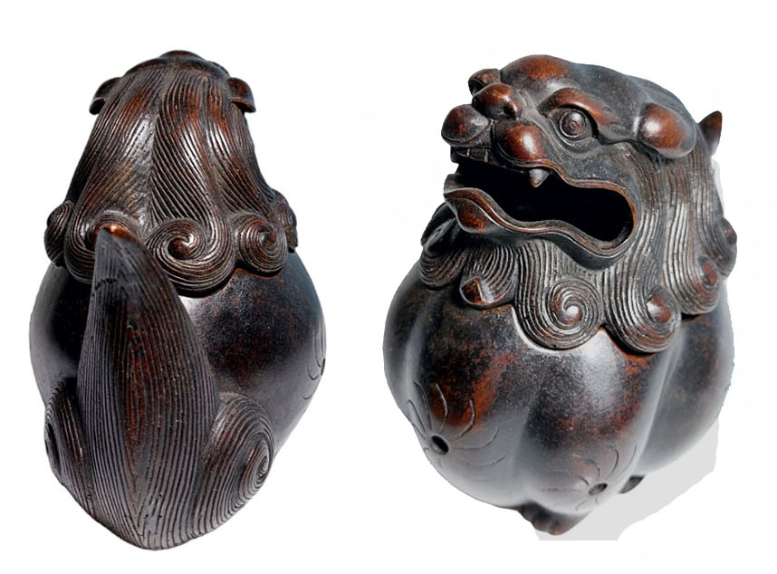 เตากำยาน เตาจุดกำยาน ทองเหลืองสไตล์จีน -สิงโตจีน Foo dog หรือ Fu dog