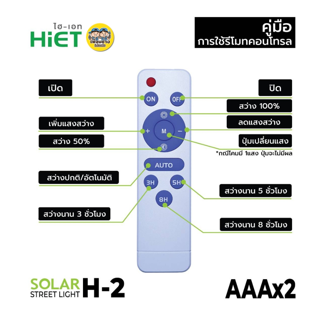 HiET โคมไฟถนนโซลาร์เซลล์ รุ่น SOLAR H2 400W Daylight STREET LIGHT SOLAR โคมไฟถนน โคมไฟถนนโซลาร์เซลล์