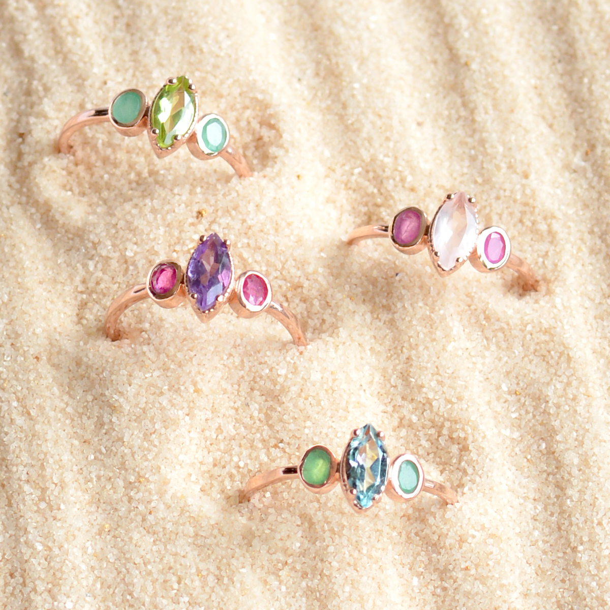 แหวนพลอยแท้รูปทรงมาร์คีย์ Marquise gemstone rings Magic collection