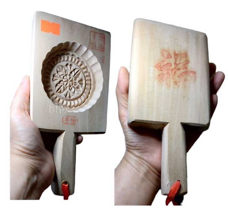 พิมพ์ไม้เคาะ พิมพ์ขนม พิมพ์ขนมไหว้เจ้า พิมพ์ขนมลายดอก กลม เบอร์2 (ขนาดประมาณ7cm-7.5cm)