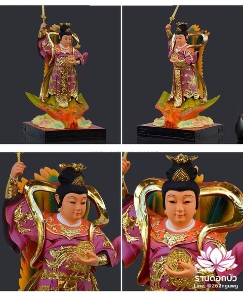 กิ่วเที้ยนเฮี่ยนลื้อ กิวเทียงเหี่ยงนึ่ง จิ่วเทียนเสวียนนี่ ปางยืนบนหงส์บริวาร งานเรซิ่น ขนาด 12 นิ้ว