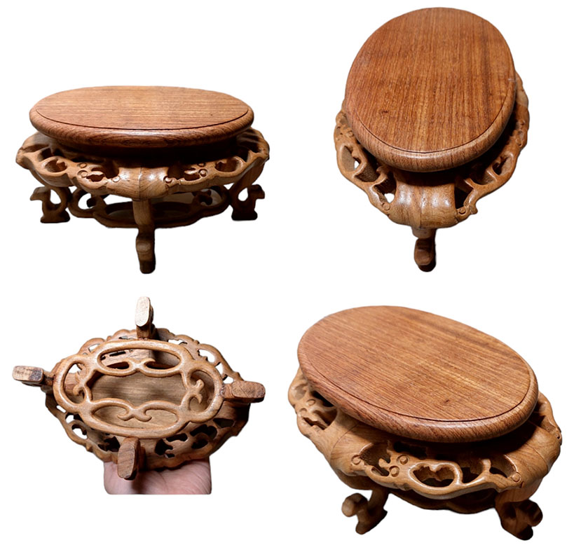 ฐานหรือกี๋ไม้สไตล์จีน ทรงรีขานก เล็ก อันละ