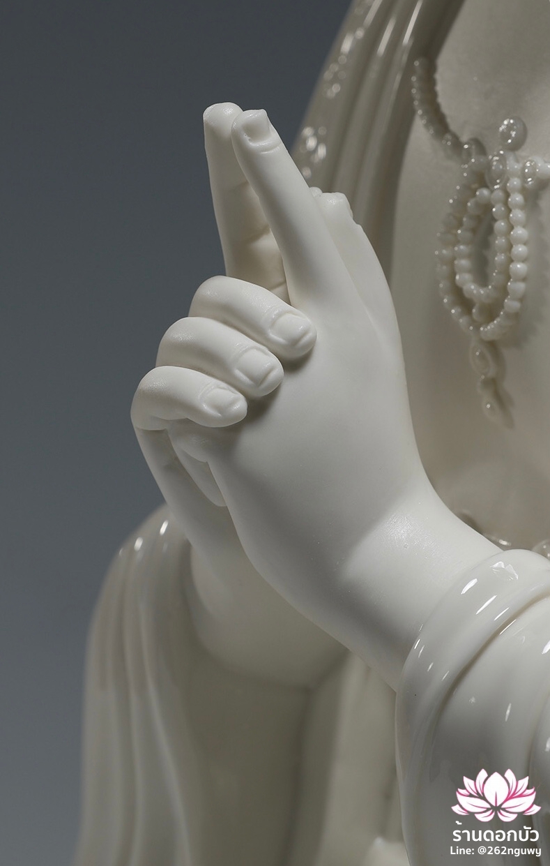 พีลูกวนอิม พระโพธิสัตว์กวนอิมปางสำเร็จธรรม สีขาวเคลือบเงา ขนาด 18 นิ้ว