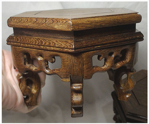 ฐานหรือกี๋ไม้ศิลปะจีน-หกเหลี่ยม 12cm