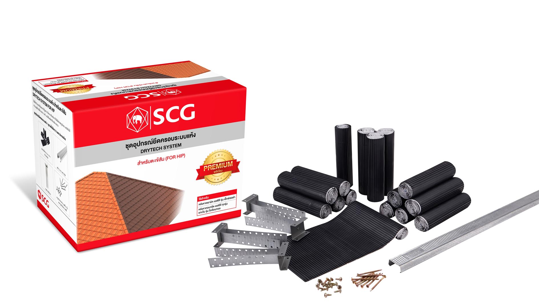 ชุดอุปกรณ์ยึดครอบระบบแห้ง (Dry tech system) เอสซีจี สำหรับหลังคาเซรามิค รุ่นพรีเมี่ยม-ตะเข้สัน